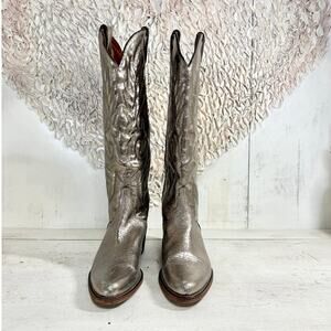 It Shoes Metallic Leather Pull On Knee Length Western Boots Silver Women 40 / 10